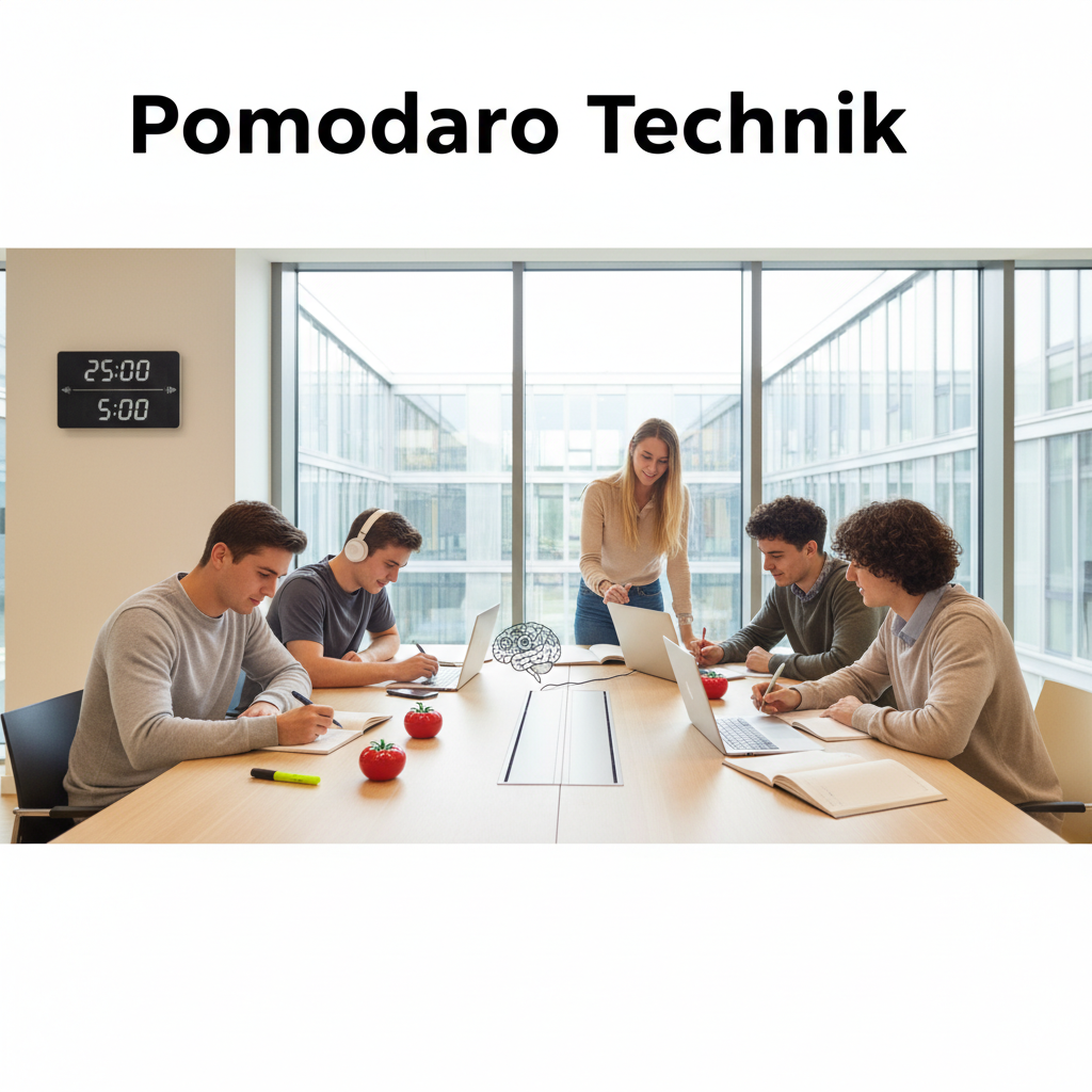 Ein Bild, das die Pomodoro Technik zur Zeitverwaltung veranschaulicht.