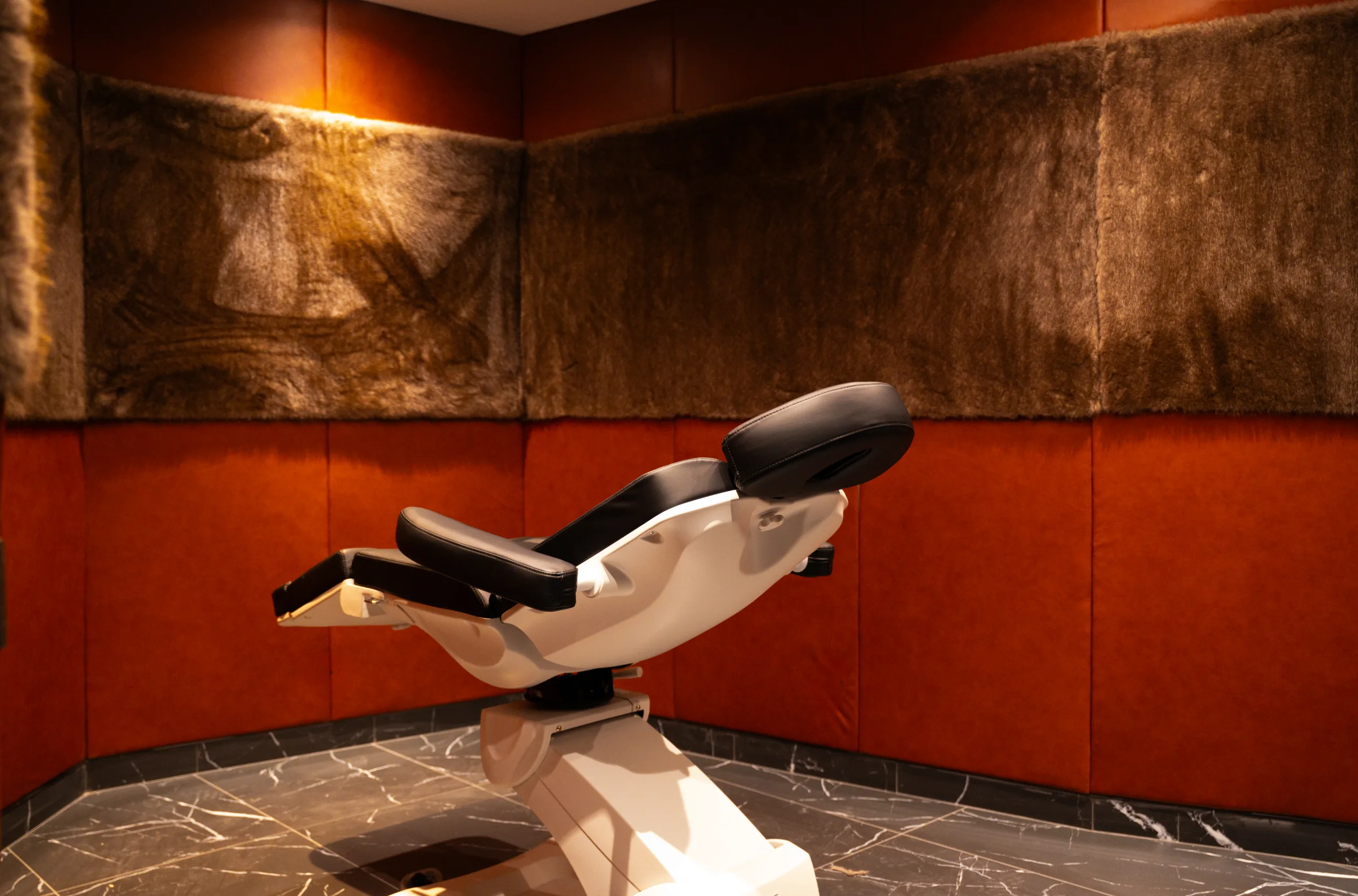 A treatment room in terracotta marble