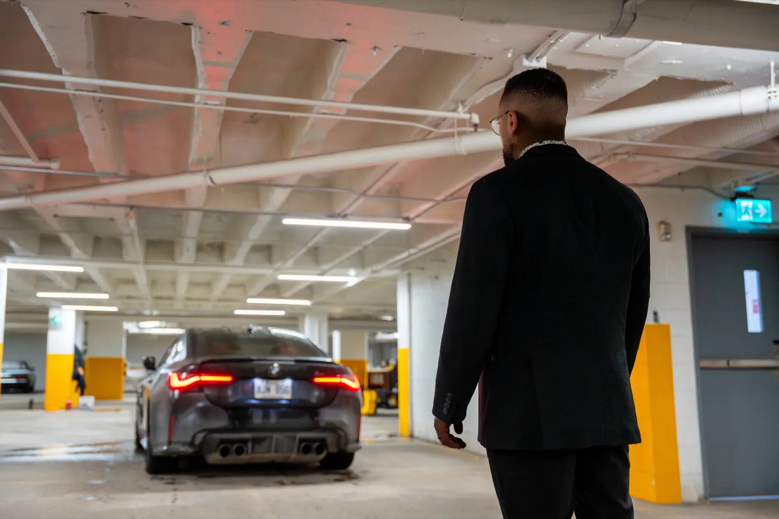 A member met at his car in the indoor parking