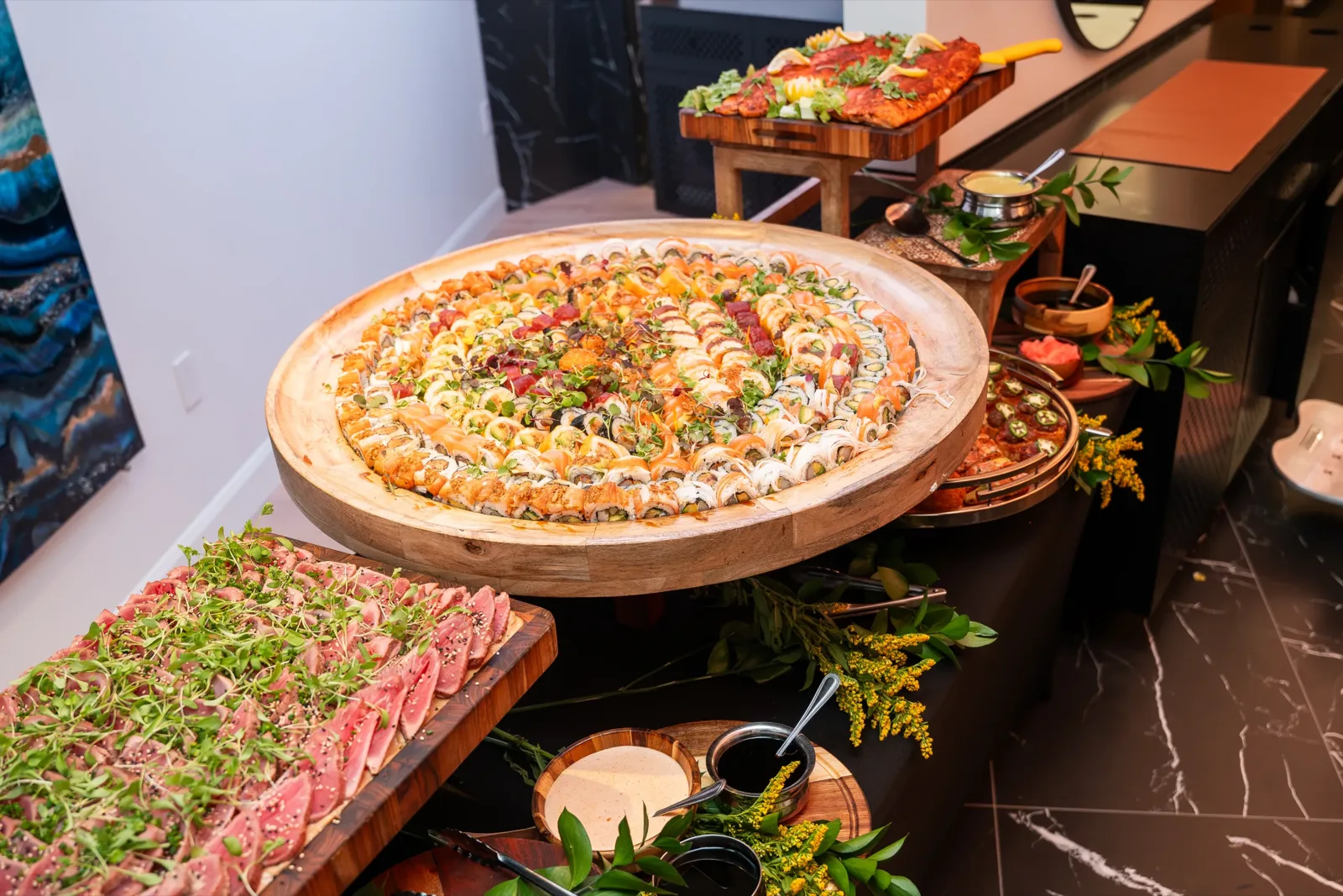 A curated spread of sushi and fine cuisine