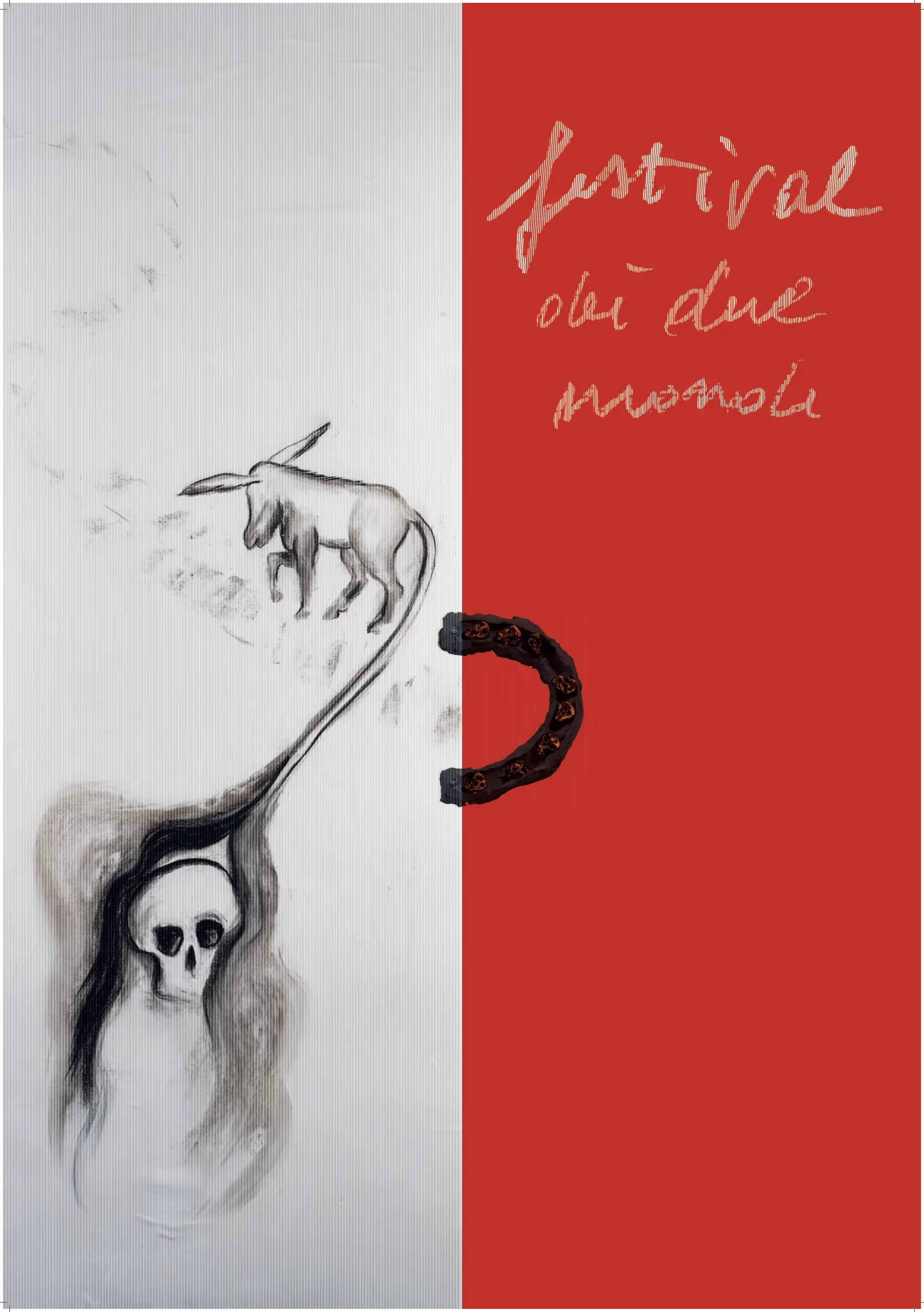 Festival di Spoleto poster with skull, animal, and artistic handwritten text