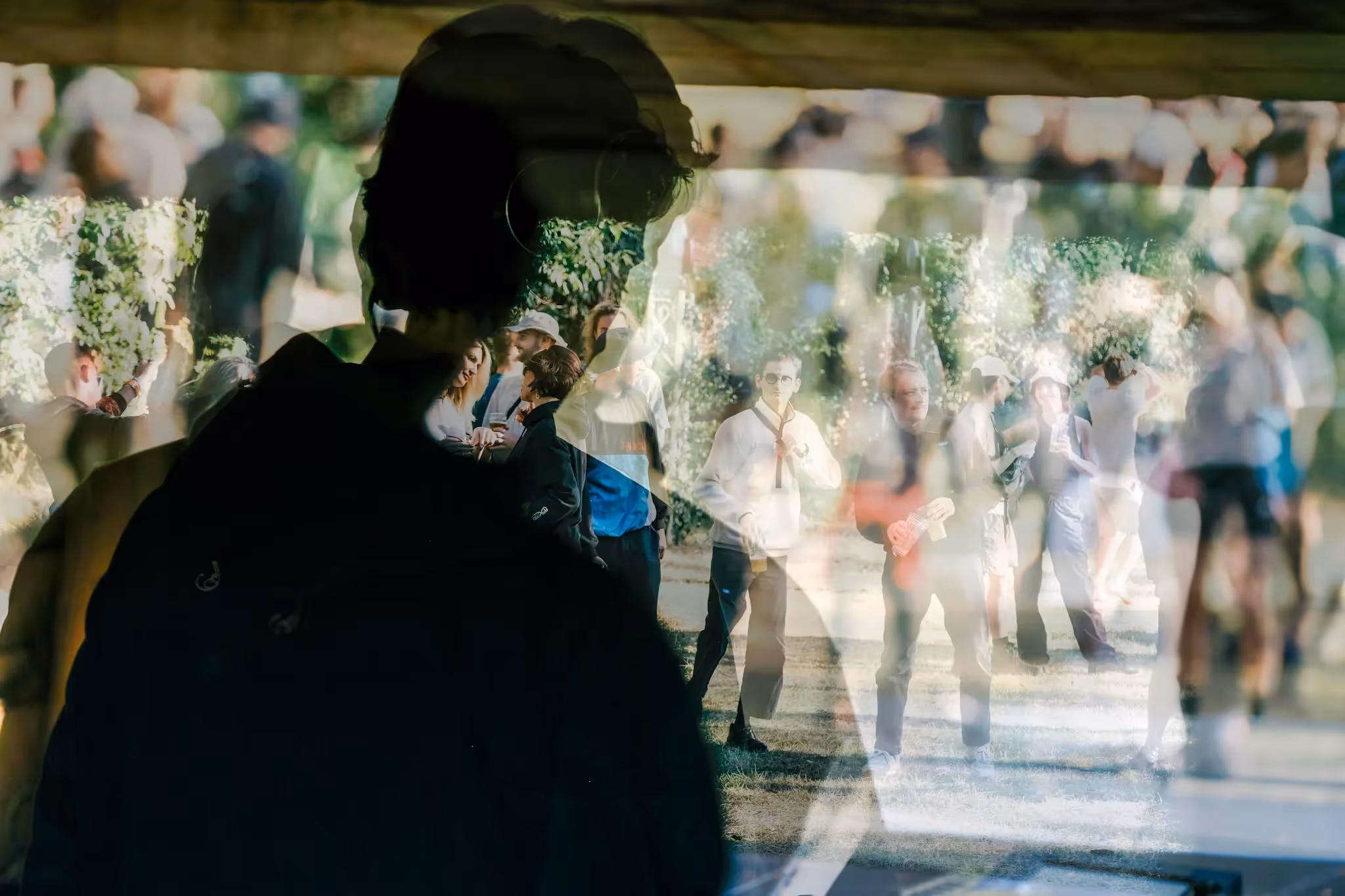 Crowd gathers at Festival di Spoleto, blurred artistic photography of event