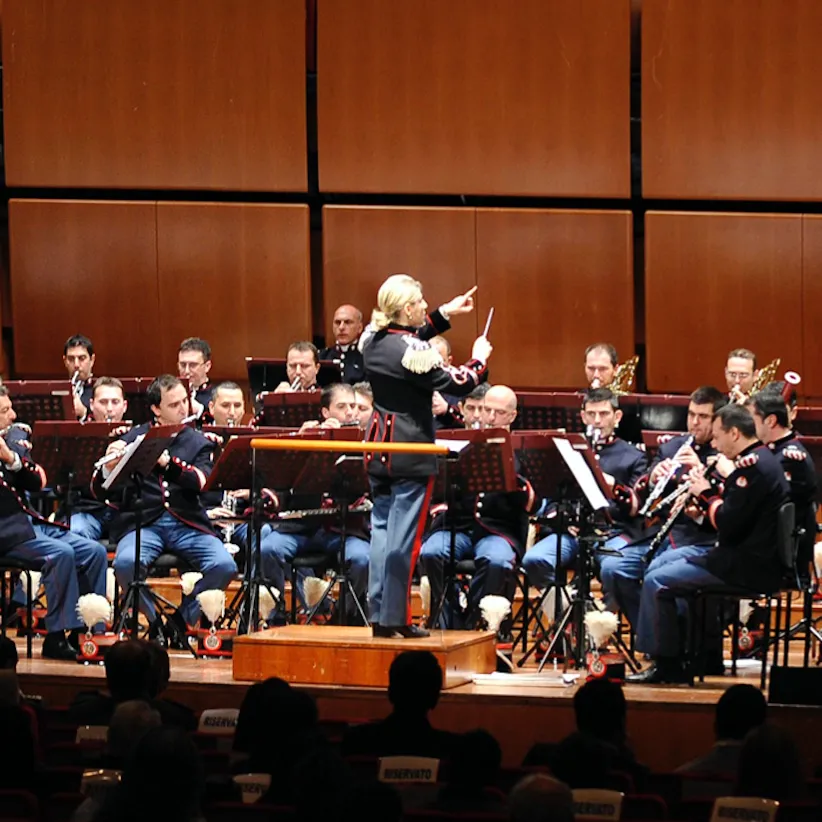 Portrait of military band performing at Festival dei Due Mondi concert