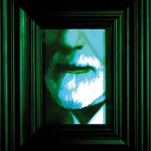 Volto misterioso al Festival di Spoleto, ritratto in cornice verde smeraldo