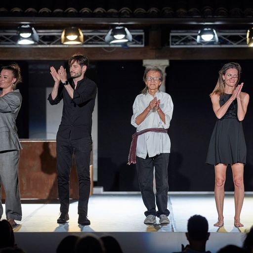 Performers applaud on stage during Festival di Spoleto performing arts event