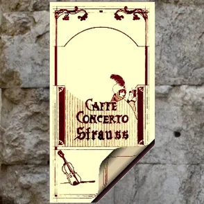 Vintage poster for Caffe Concerto at Festival di Spoleto with musical motif