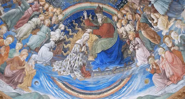Festival di Spoleto artwork: Medieval fresco depicting heavenly celestial scene