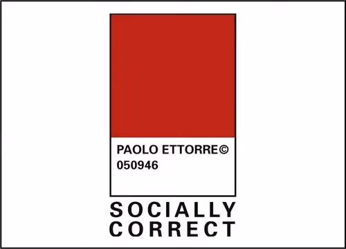 Logo del Festival di Spoleto con tavolozza rossa e testo Socially Correct