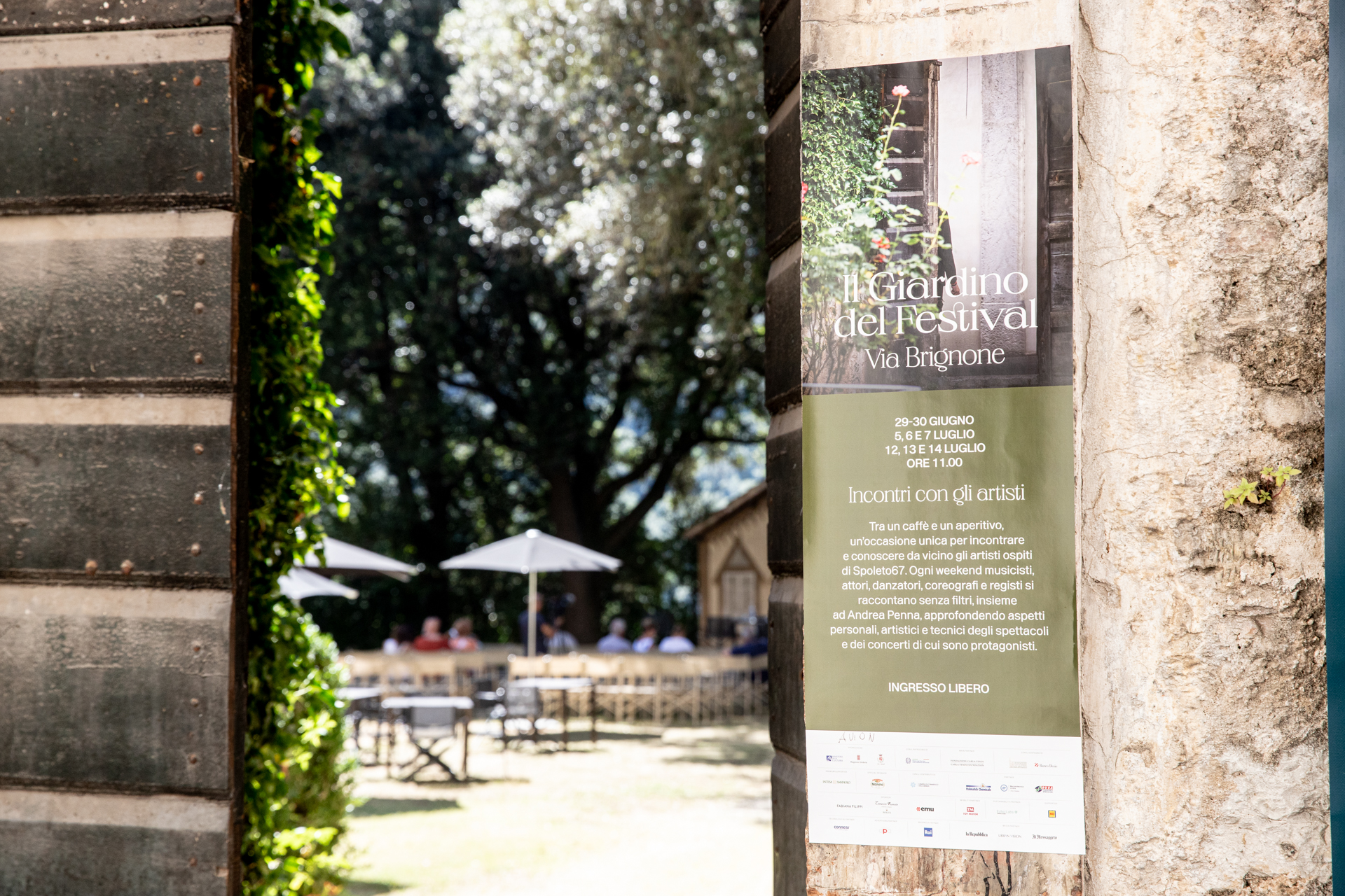 Poster for Festival di Spoleto event at Il Giardino del Festival garden