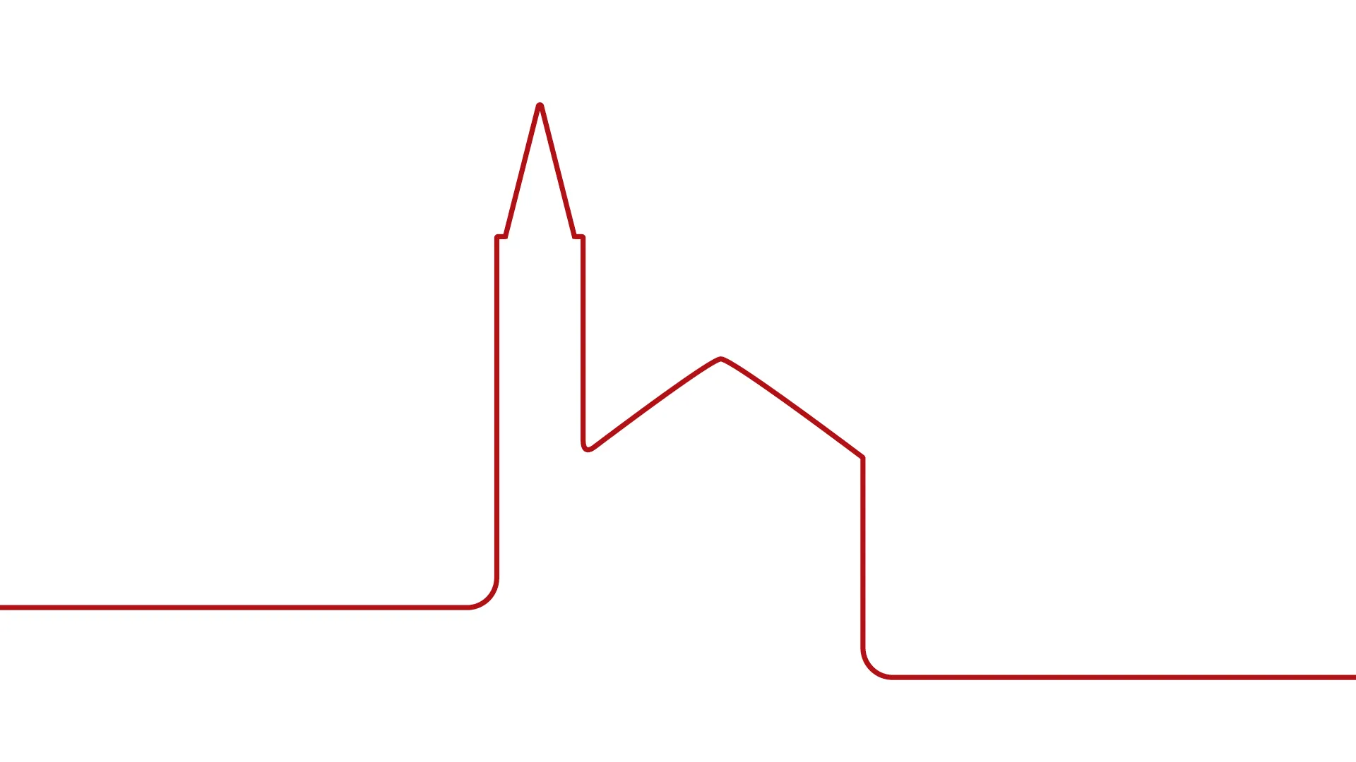 Logo minimalista del Festival di Spoleto con profilo architettonico rosso