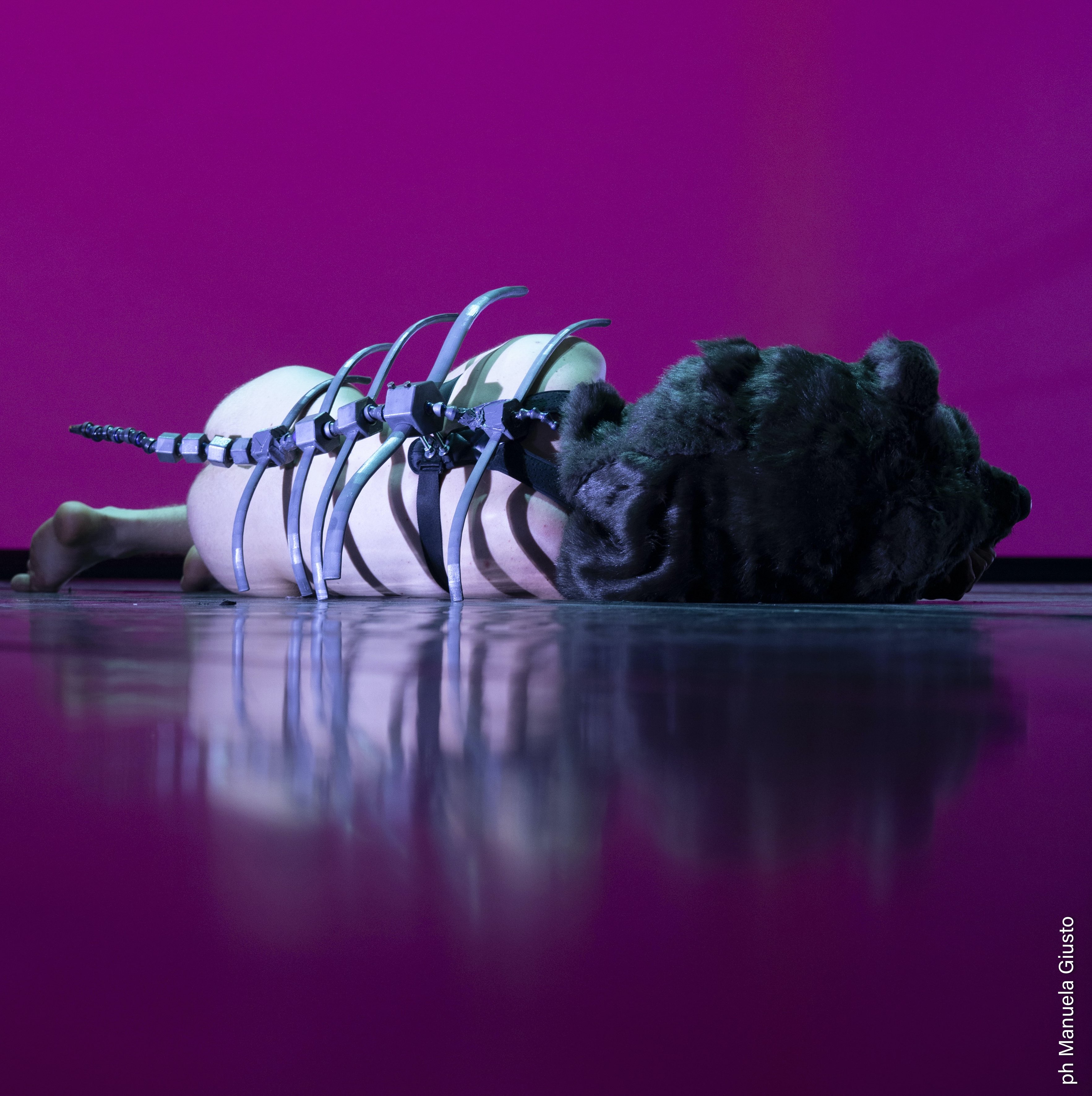 Festival di Spoleto artistic performance with surreal bound figure