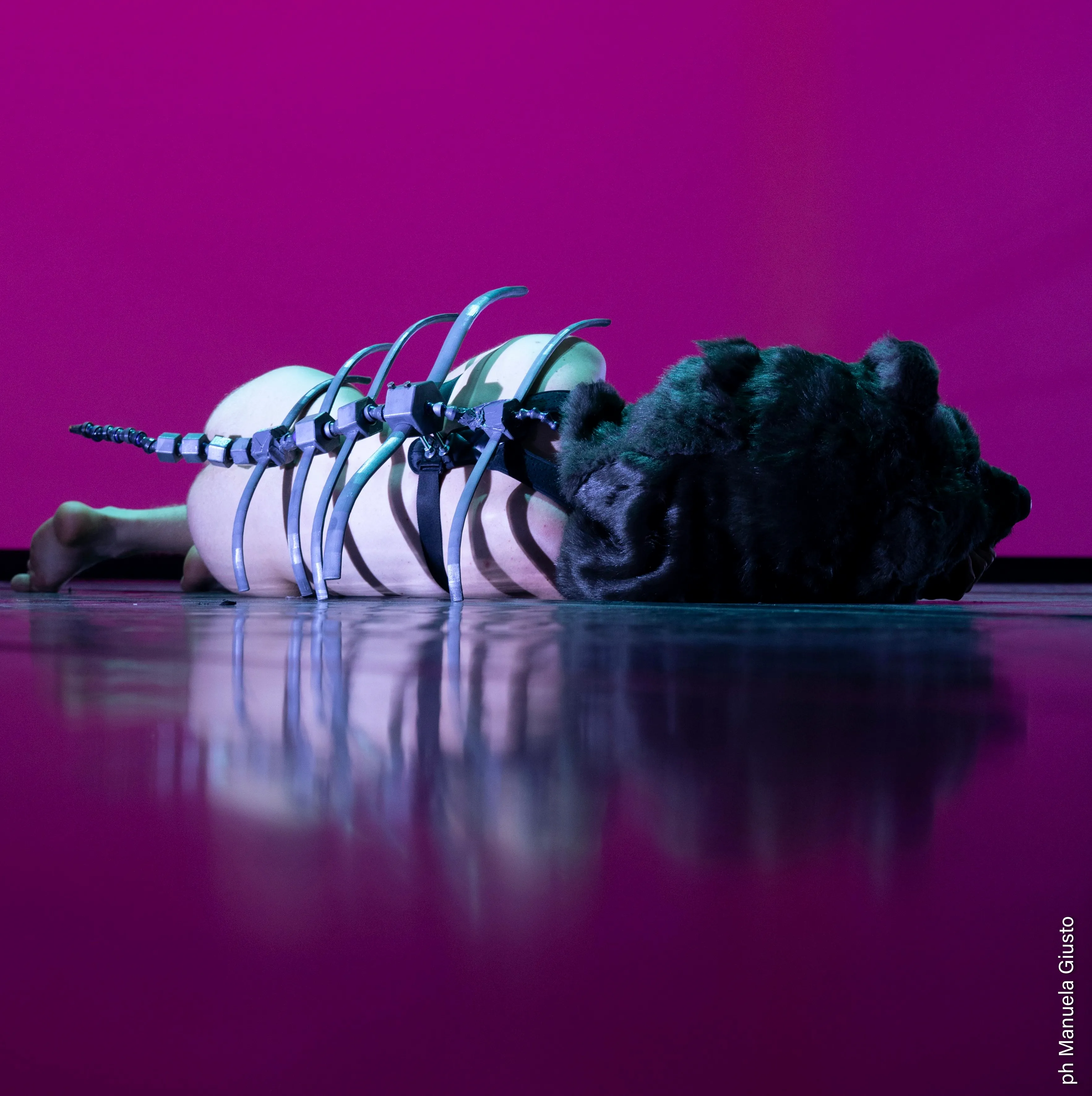 Festival di Spoleto artistic performance with surreal bound figure