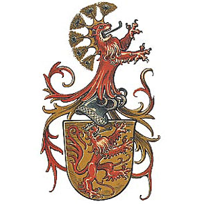 Heraldic crest with Festival di Spoleto symbolic medieval coat of arms