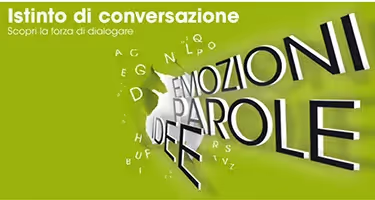 Festival di Spoleto poster with scattered letters spelling Emozioni Parole