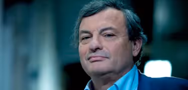 Artistic portrait at Festival di Spoleto, distinguished man in blue jacket