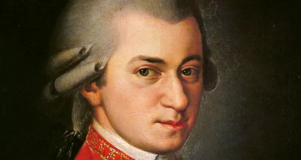 Mozart portrait for Festival di Spoleto, classical composer in elegant attire