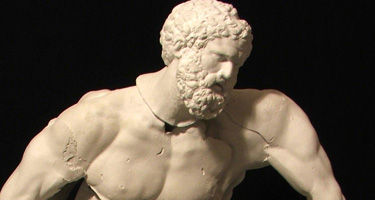 Classical marble sculpture of muscular hero at Festival di Spoleto