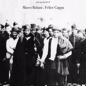 Foto in bianco e nero del Festival di Spoleto con Marco Baliani e Felice Cappa