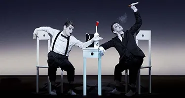 Two performers at Festival di Spoleto act out surreal theatrical dance scene