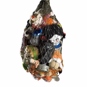 Festival di Spoleto art installation: colorful objects trapped in netted mesh sculpture