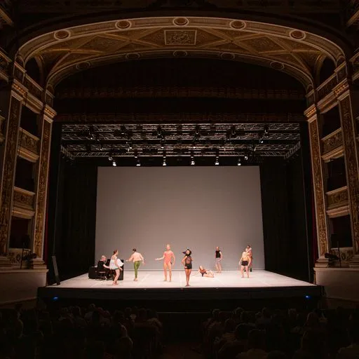 Performers sul palco durante il Festival di Spoleto, in un teatro storico