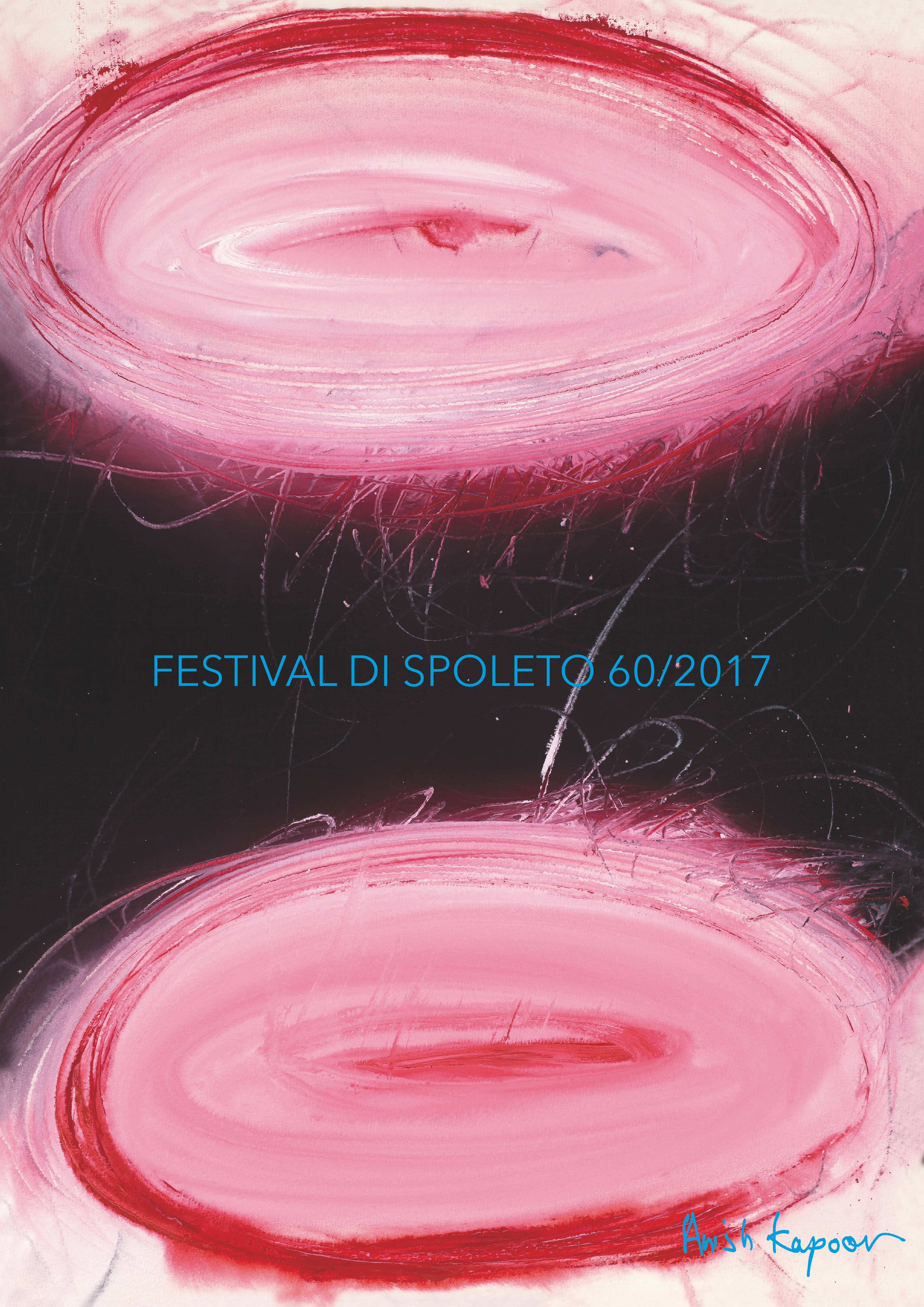 Poster astratto rosa e rosso per il Festival di Spoleto 60/2017