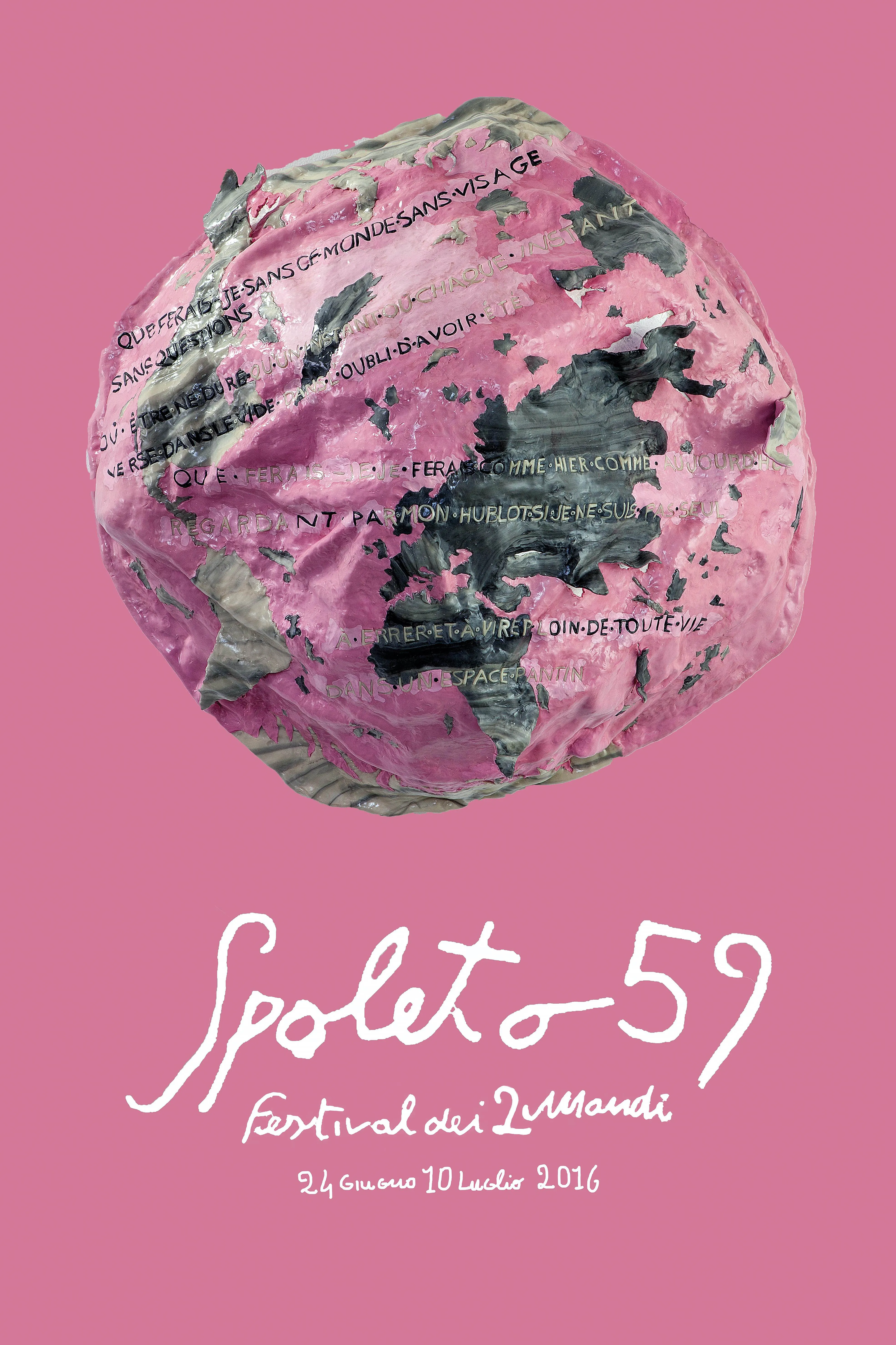 Spoleto 59 Festival di Spoleto manifesto with textured pink globe poster