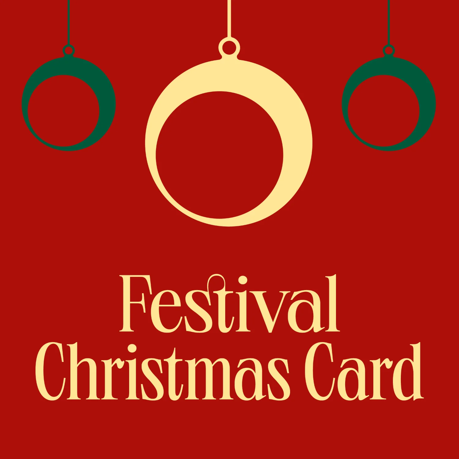 Cartolina di Natale del Festival di Spoleto con palline natalizie sospese