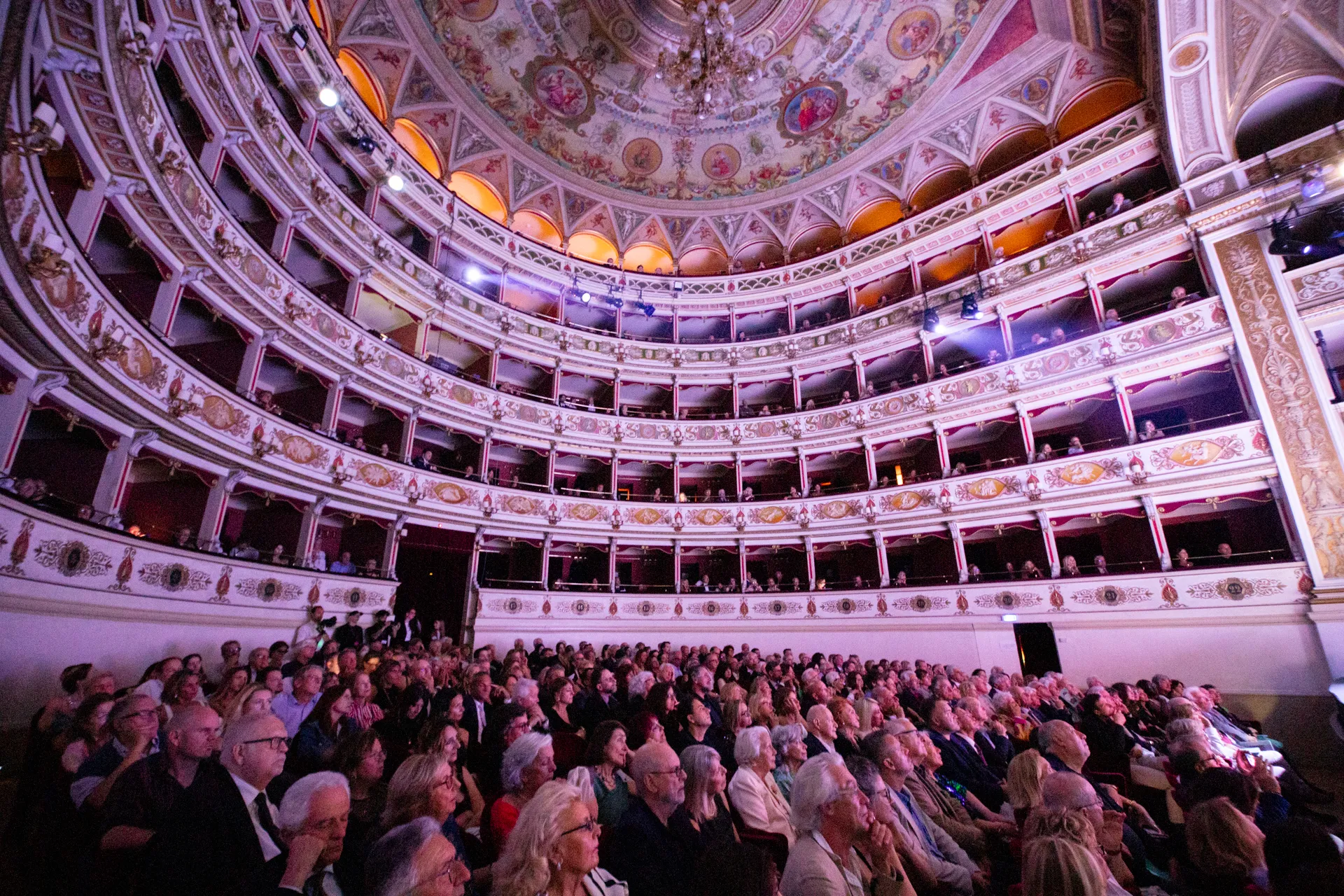 Elegant Teatro Nuovo at Festival di Spoleto with ornate interior and full audience