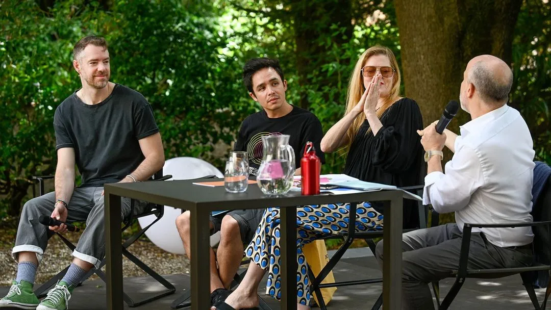 Video Festival di Spoleto panel discussion with speakers outdoors