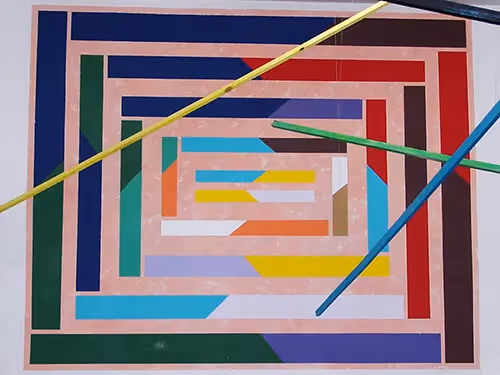Festival di Spoleto poster with abstract geometric colorful lines and shapes
