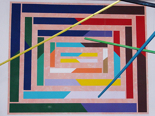 Manifesto geometrico colorato del Festival di Spoleto, arte astratta contemporanea