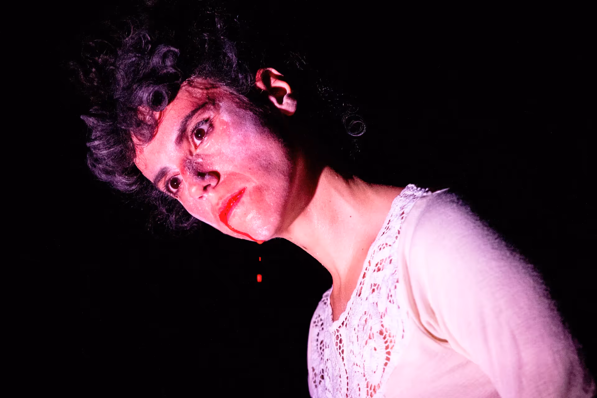 Dramatic performance portrait from Festival di Spoleto, intense lighting