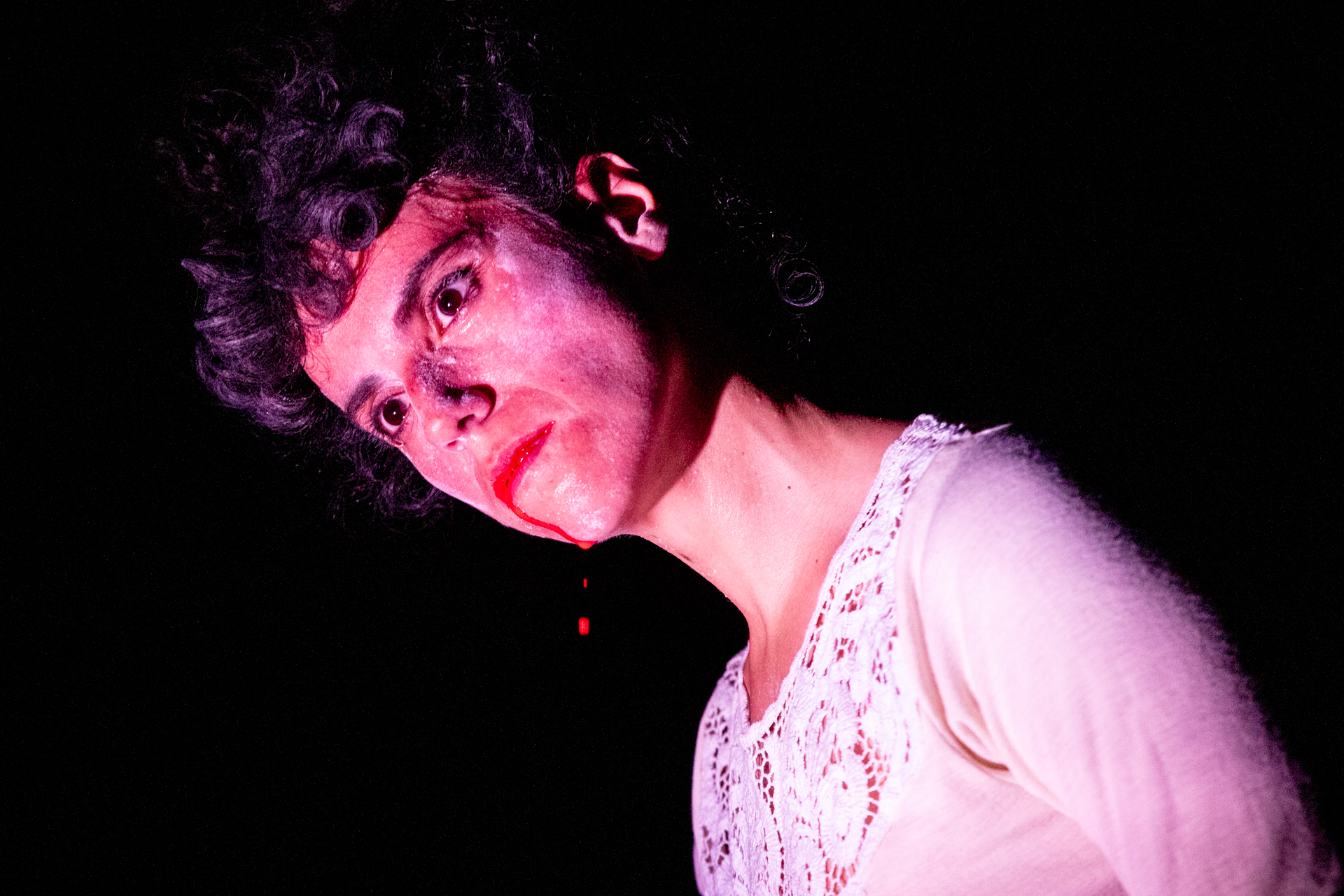 Dramatic performance portrait from Festival di Spoleto, intense lighting