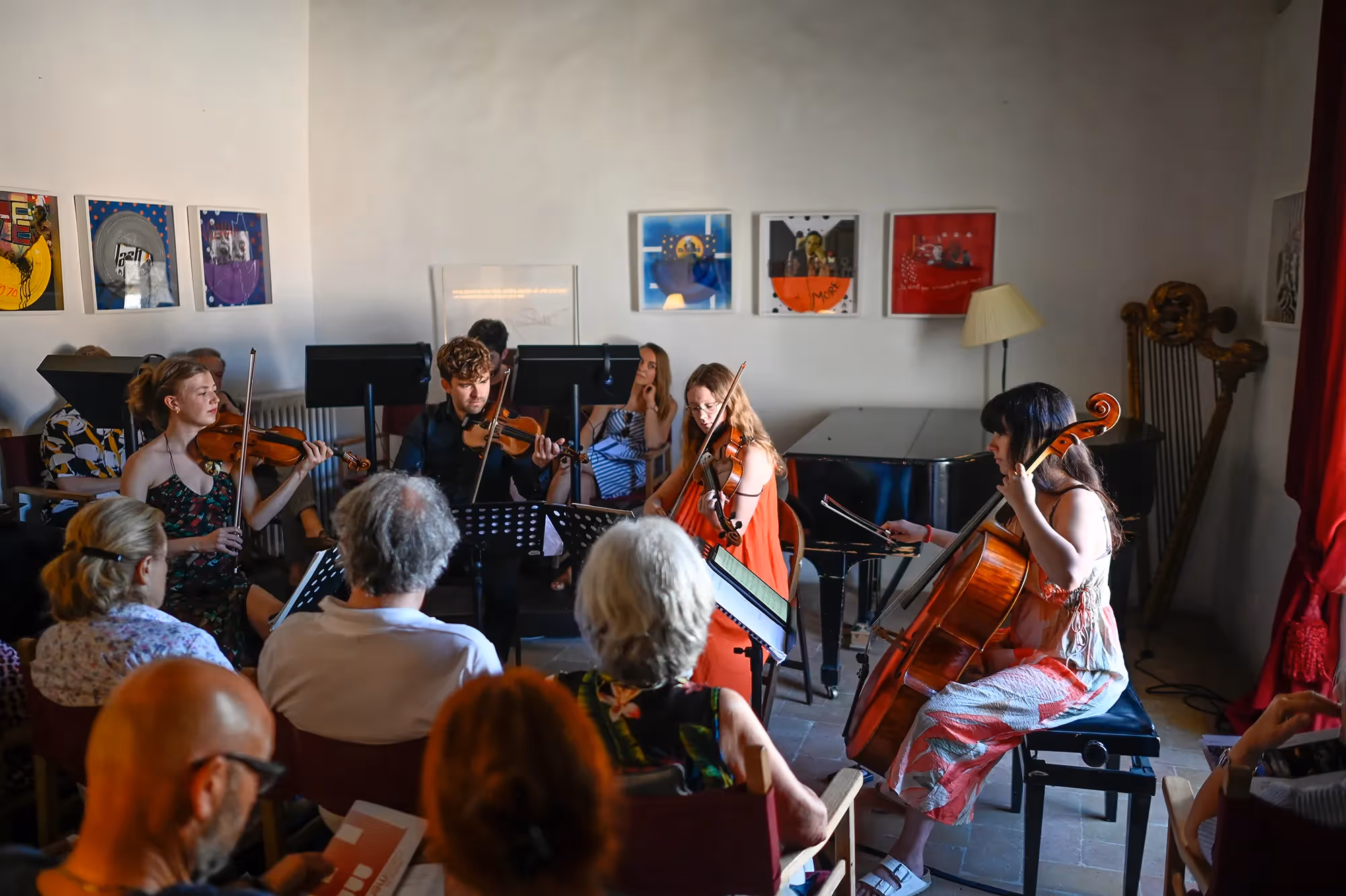 Musicians performing at Festival di Spoleto, intimate chamber music concert