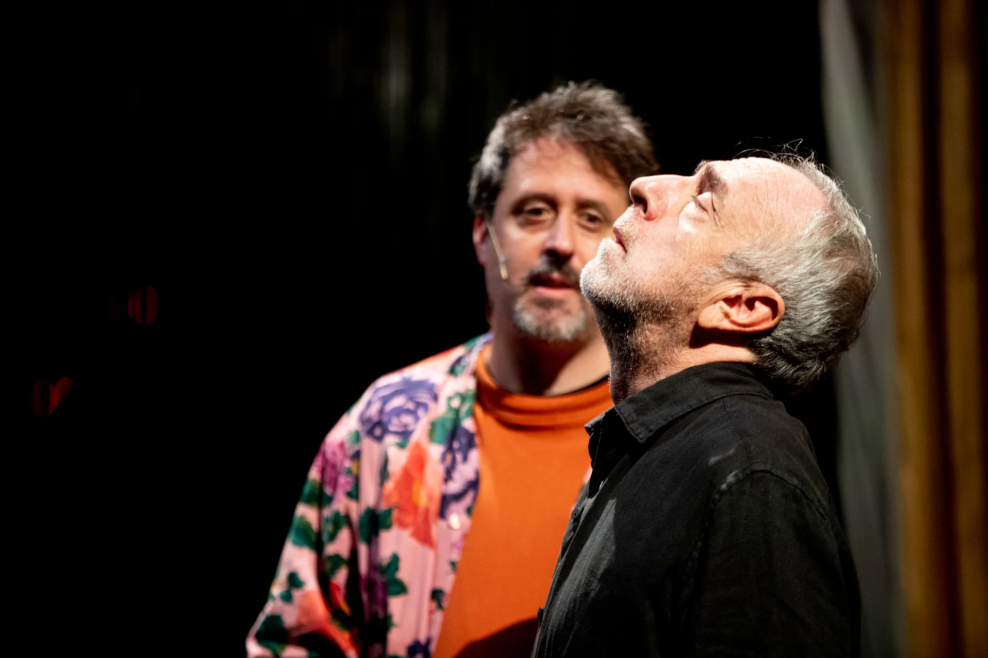 Festival di Spoleto performance with two actors in dramatic stage lighting