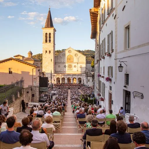 Festival di Spoleto outdoor concert with crowd in historic cathedral square