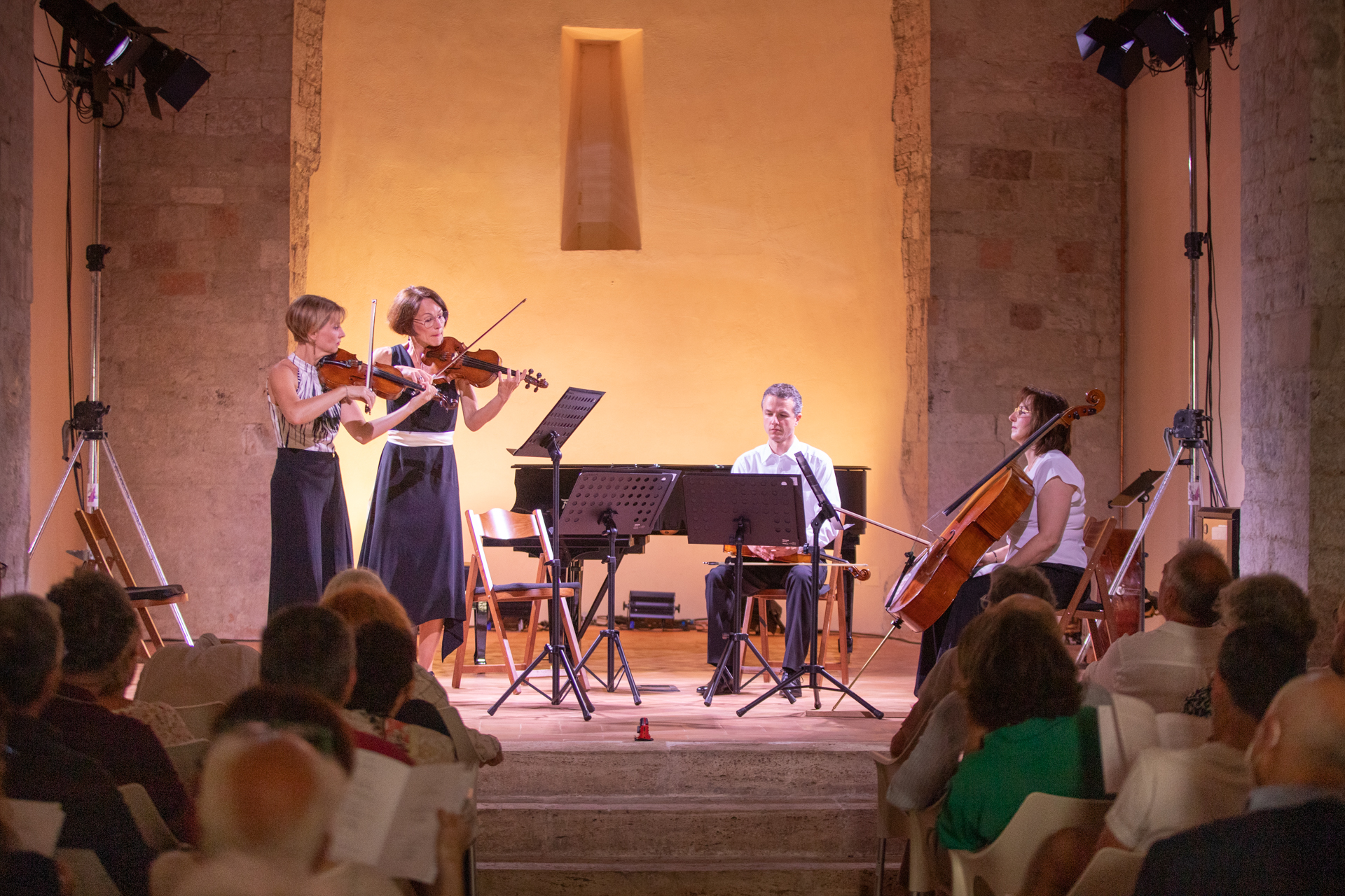 Festival di Spoleto chamber music performance with string quartet on historic stage