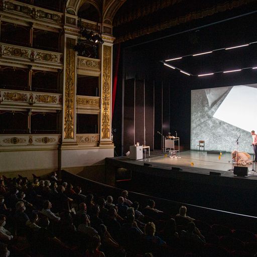 Performance at Festival di Spoleto in elegant historic theater with audience