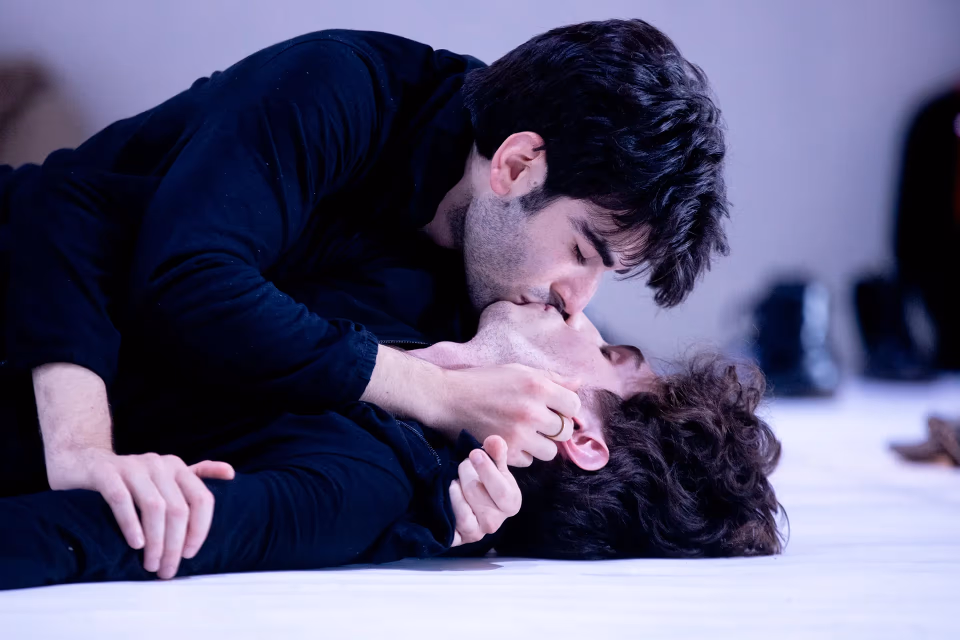 Emotional theatrical performance at Festival di Spoleto capturing intimate moment