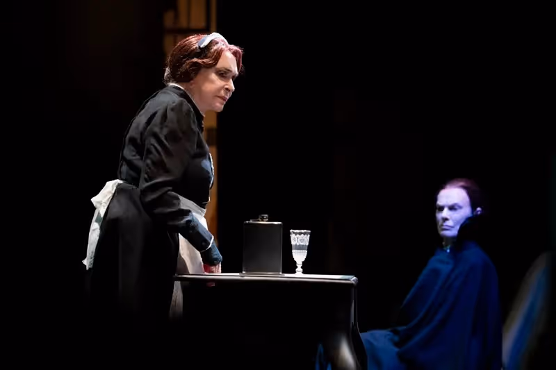 Theatrical scene from Festival di Spoleto with dramatic actors on stage