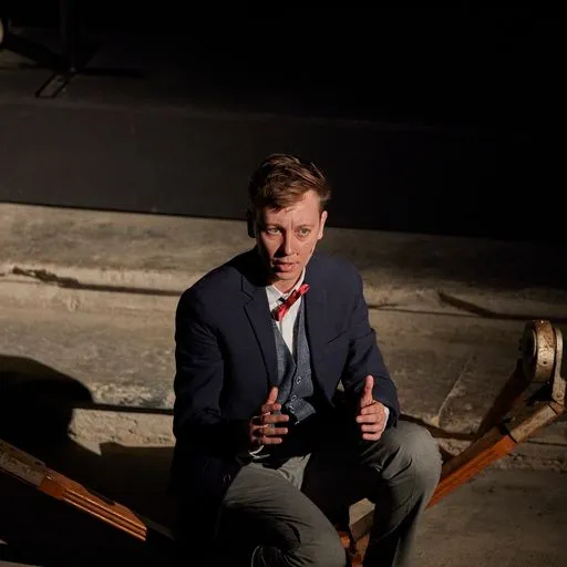 Actor performs dramatic monologue at Festival di Spoleto theatrical event