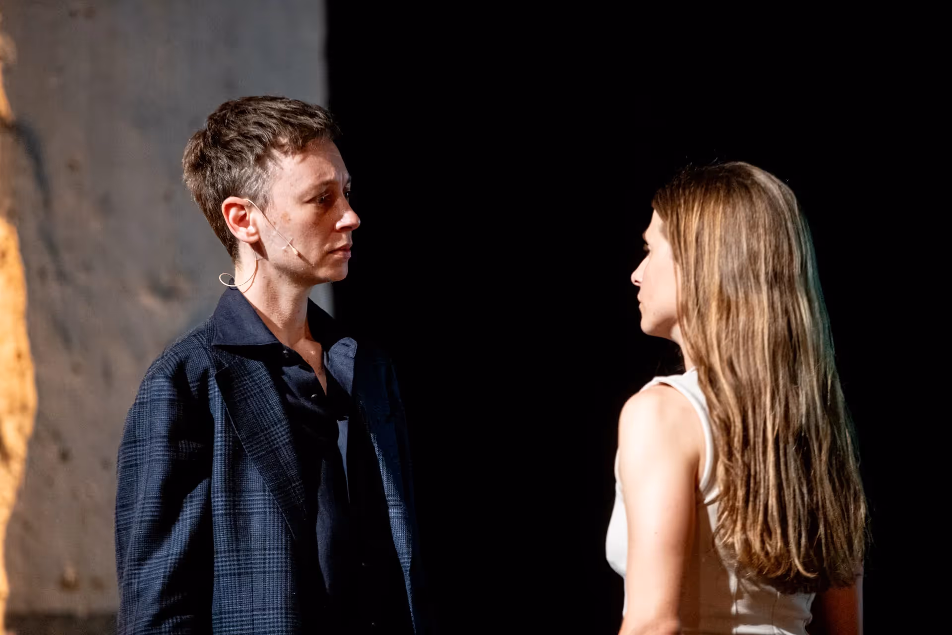 Festival di Spoleto performance with dramatic interaction between two actors