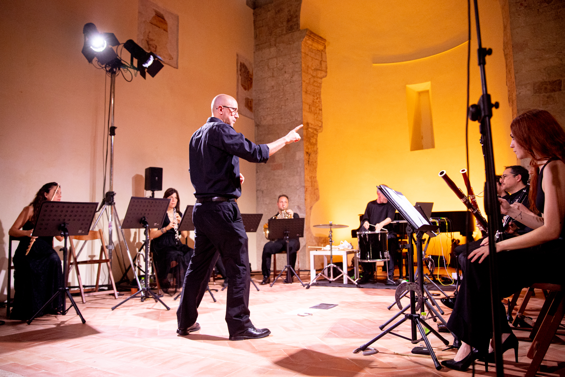 Musical performance at Festival di Spoleto with conductor and ensemble