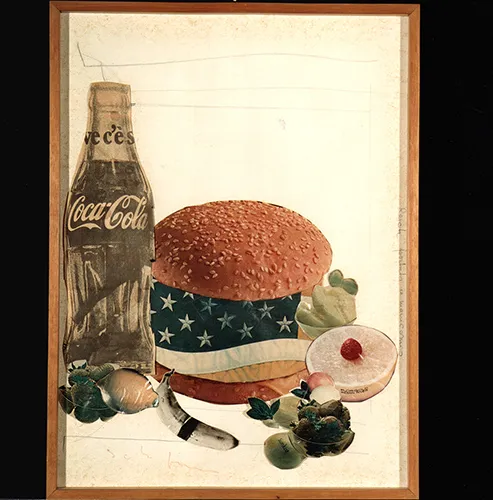 Vintage Coca-Cola bottle with patriotic burger at Festival di Spoleto
