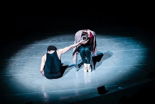 Performers dance dramatically on stage during Festival di Spoleto performance