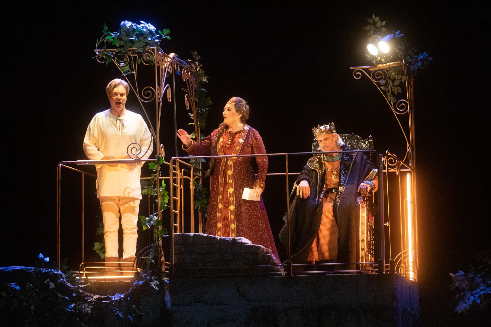 Theatrical performance at Festival di Spoleto with actors in medieval costumes