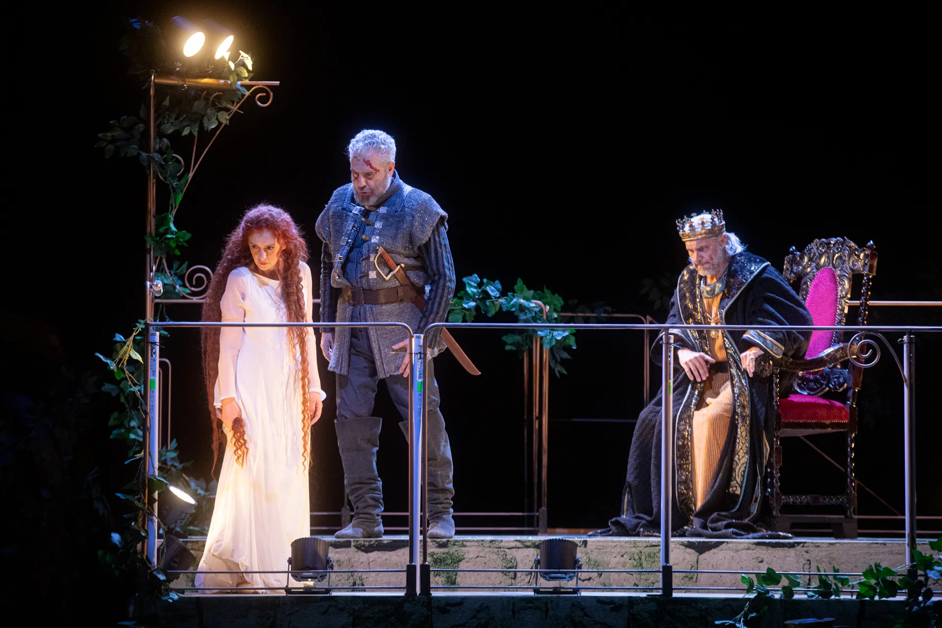 Festival di Spoleto theatrical performance with actors in medieval costumes on stage