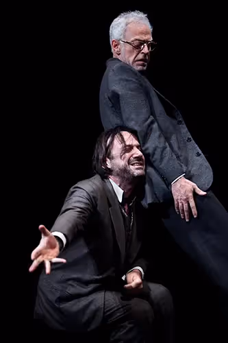Dramatic theatrical performance at Festival di Spoleto with intense actors