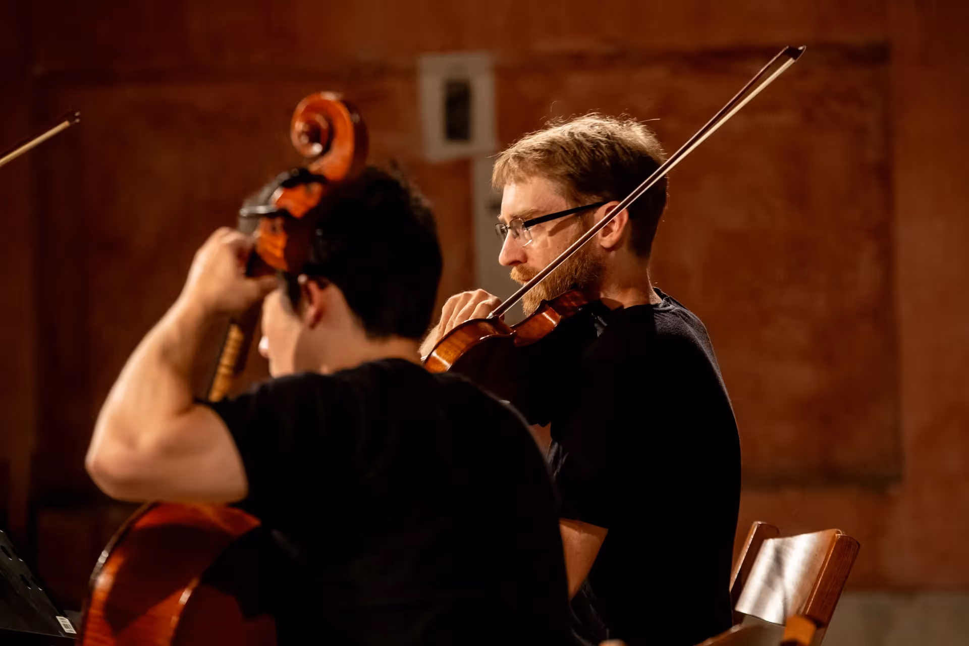 Violinists performing at Festival di Spoleto classical music concert